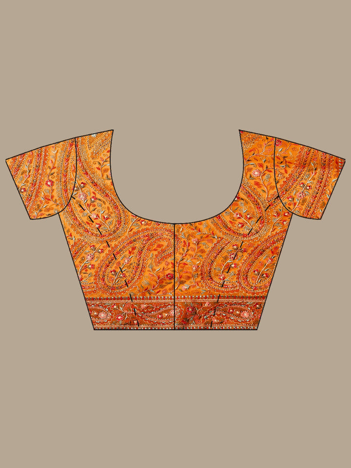 Orange Embroidered Georgette Saree