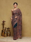 Peacock Blue Embroidered Georgette Saree