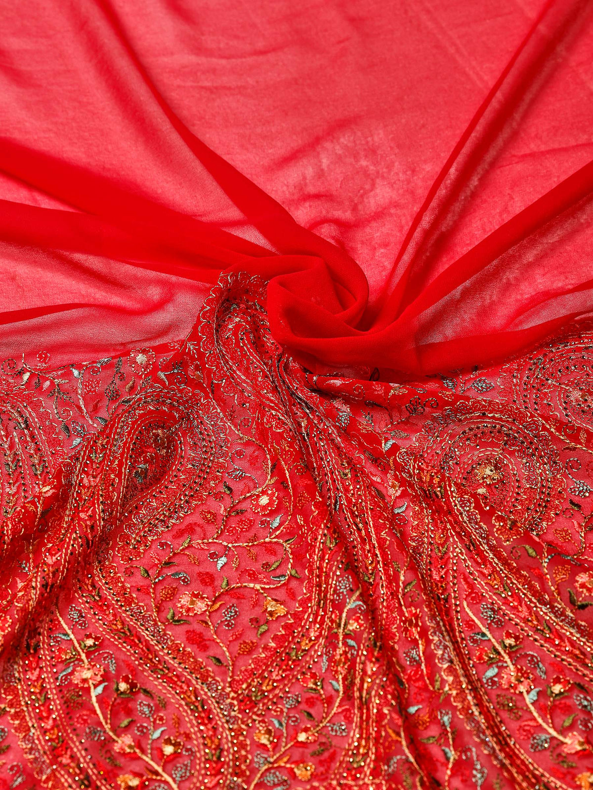 Rani Embroidered Georgette Saree