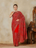 Red Embroidered Georgette Saree