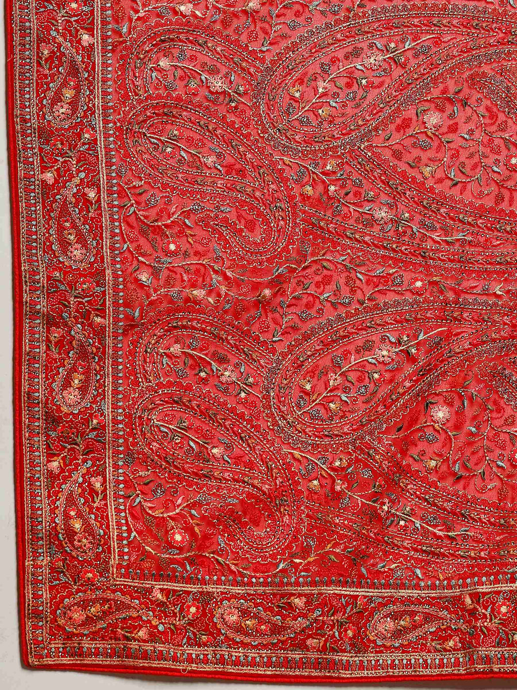 Red Embroidered Georgette Saree