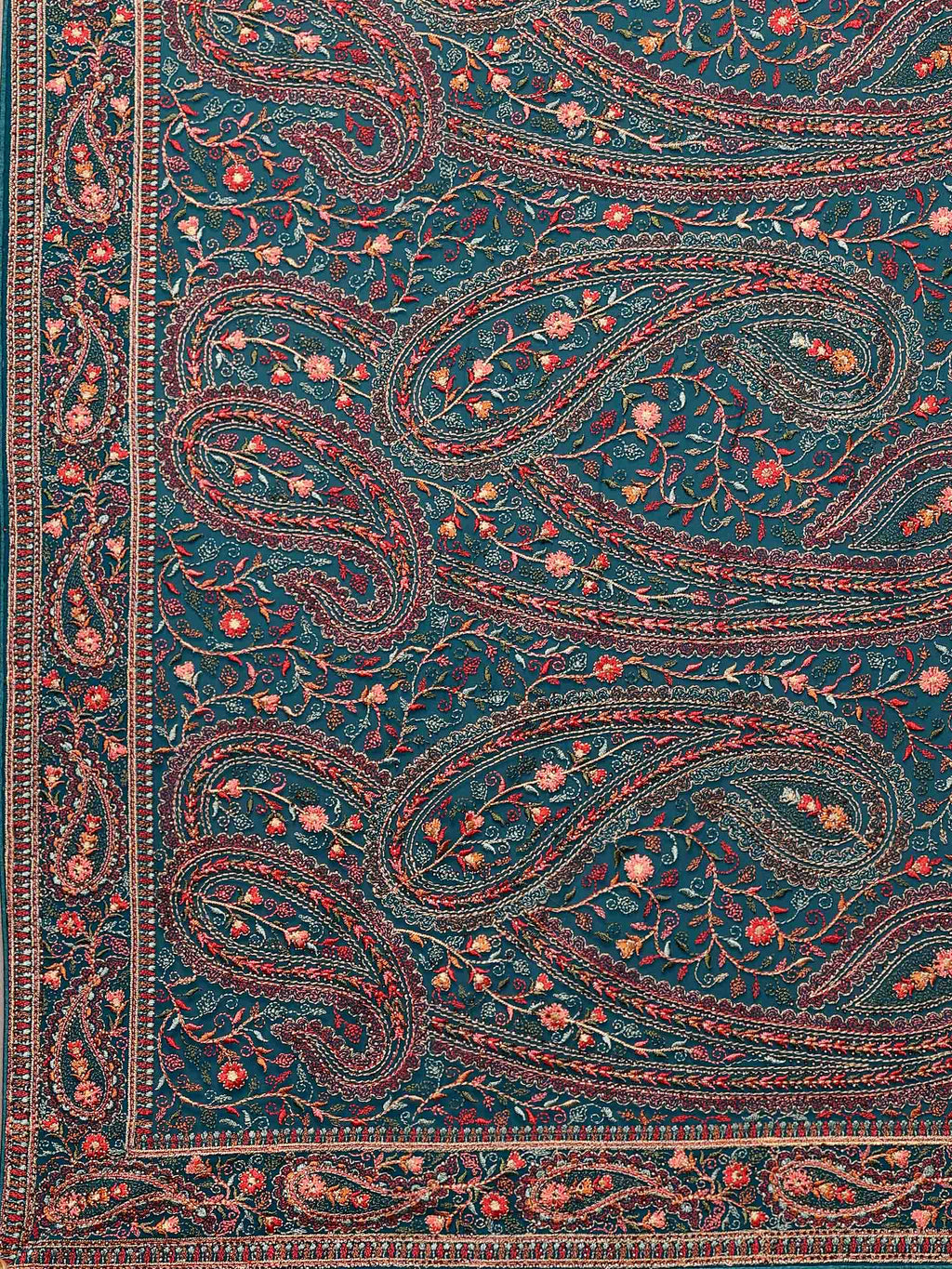 Teal Green Embroidered Georgette Saree