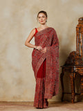 Wine Embroidered Georgette Saree