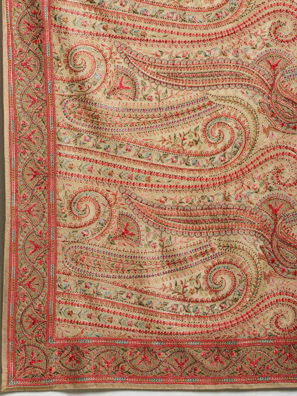 Beige Embroidered Georgette Saree