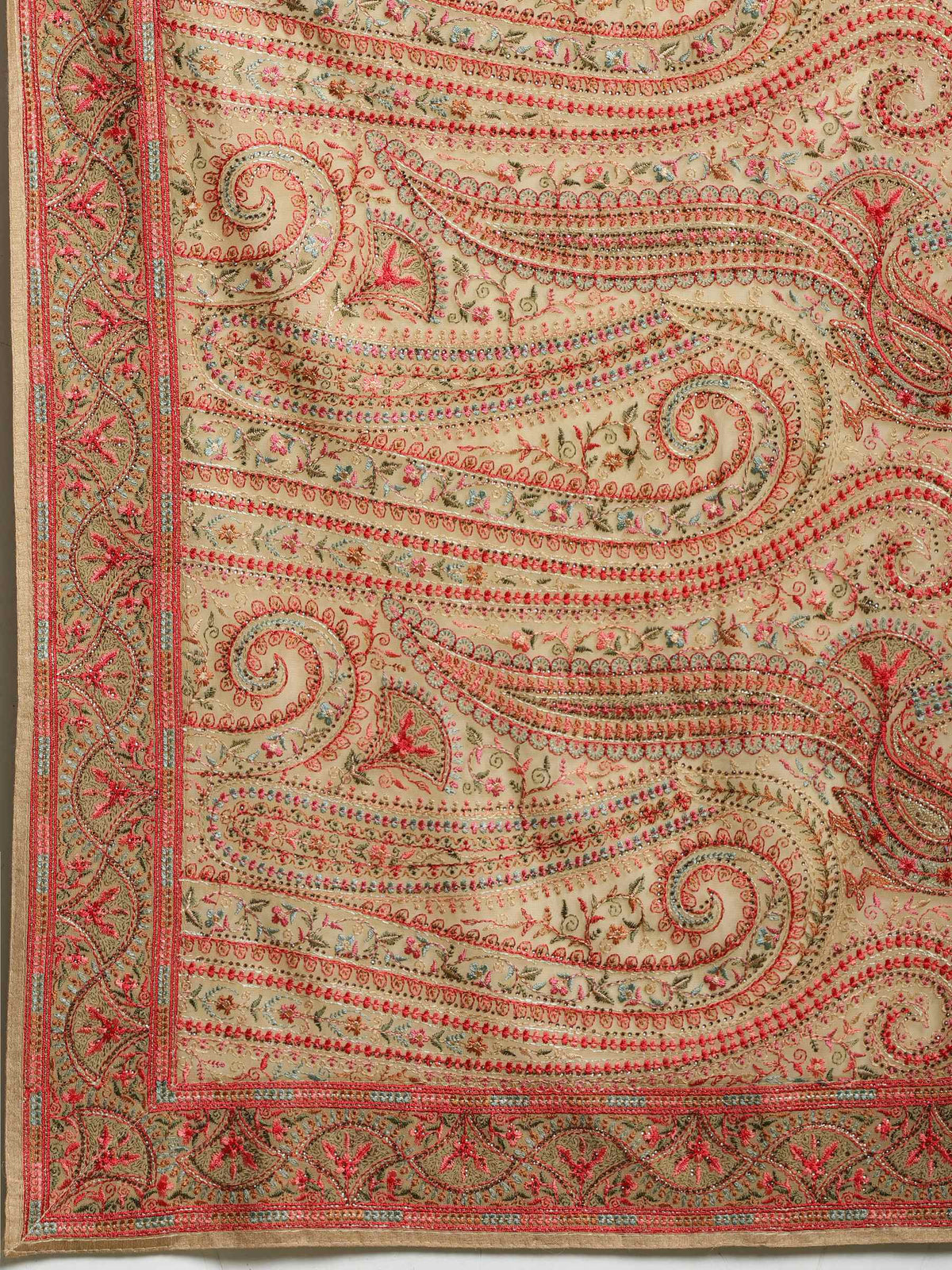 Beige Embroidered Georgette Saree