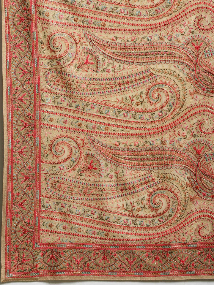 Beige Embroidered Georgette Saree