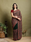 Bottle Green Embroidered Georgette Saree