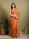 Mustard Embroidered Georgette Saree