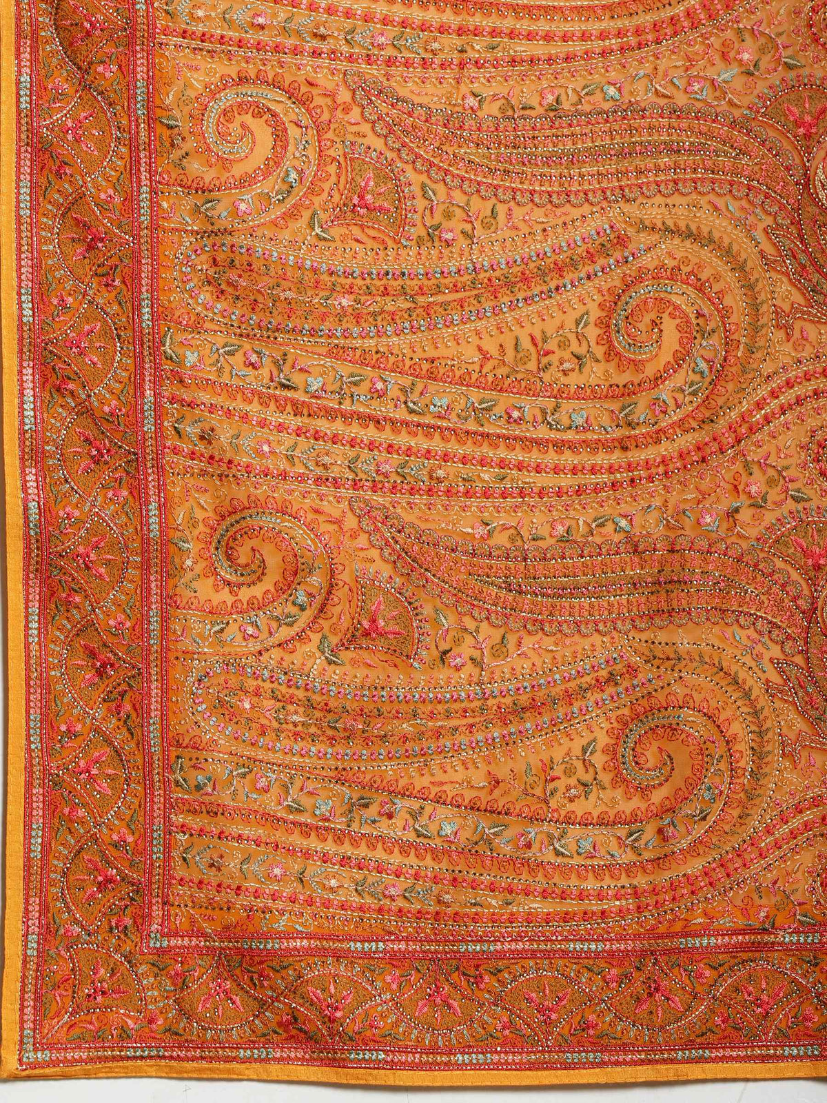 Mustard Embroidered Georgette Saree