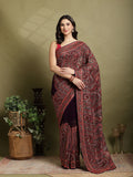 Purple Embroidered Georgette Saree