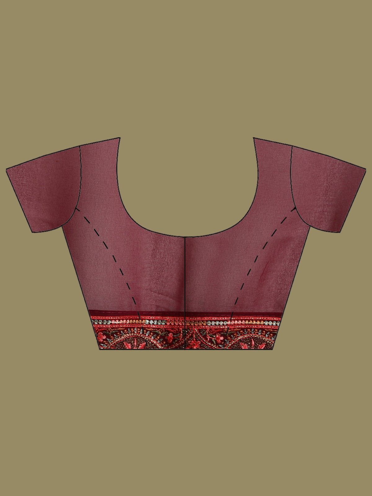 Wine Embroidered Georgette Saree