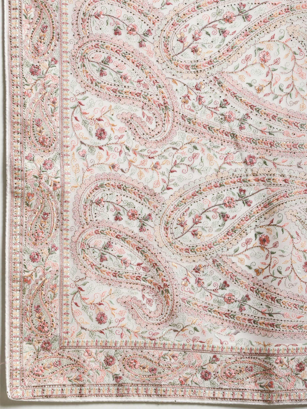 Off White Embroidered Georgette Saree