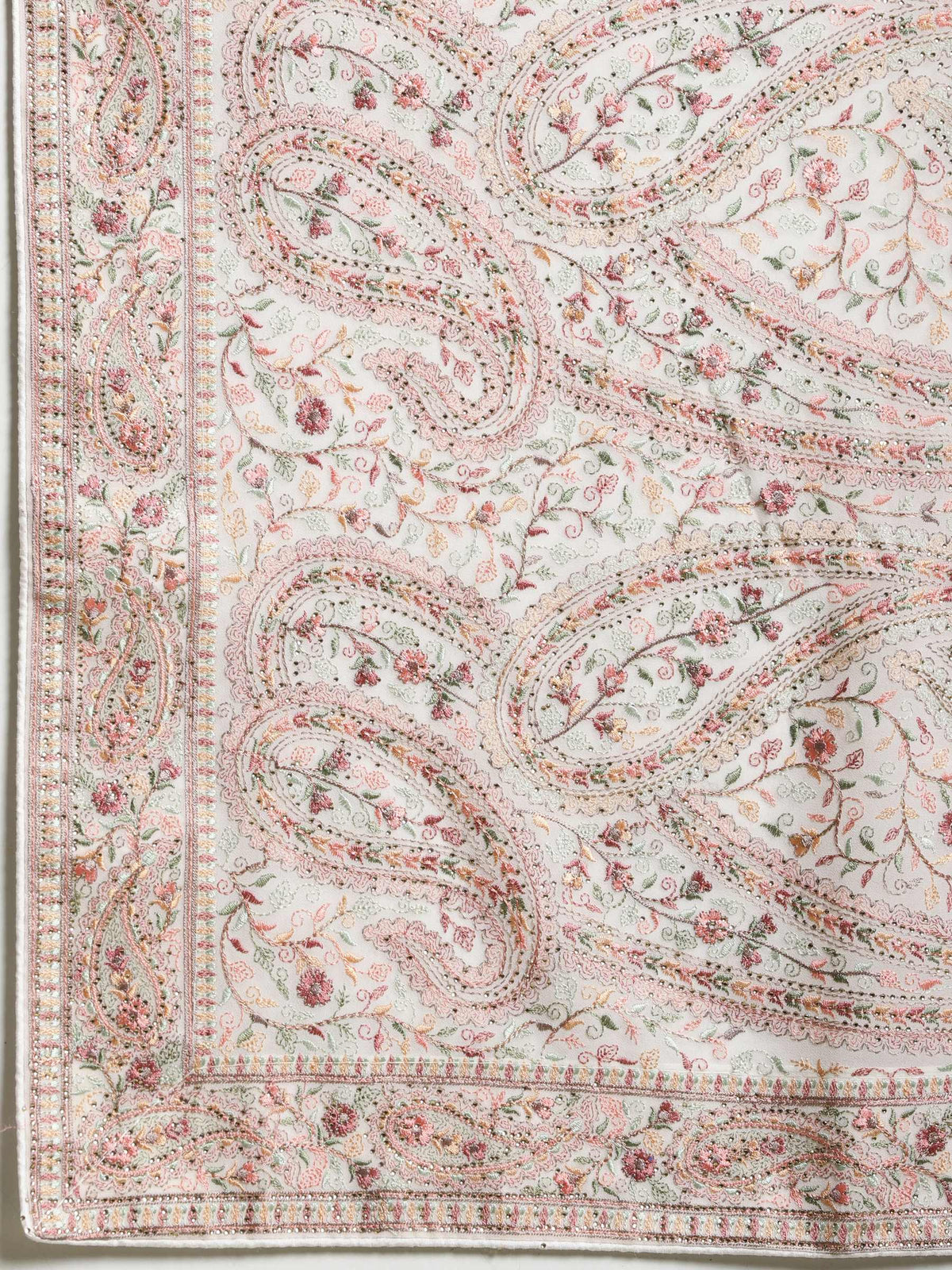 Off White Embroidered Georgette Saree