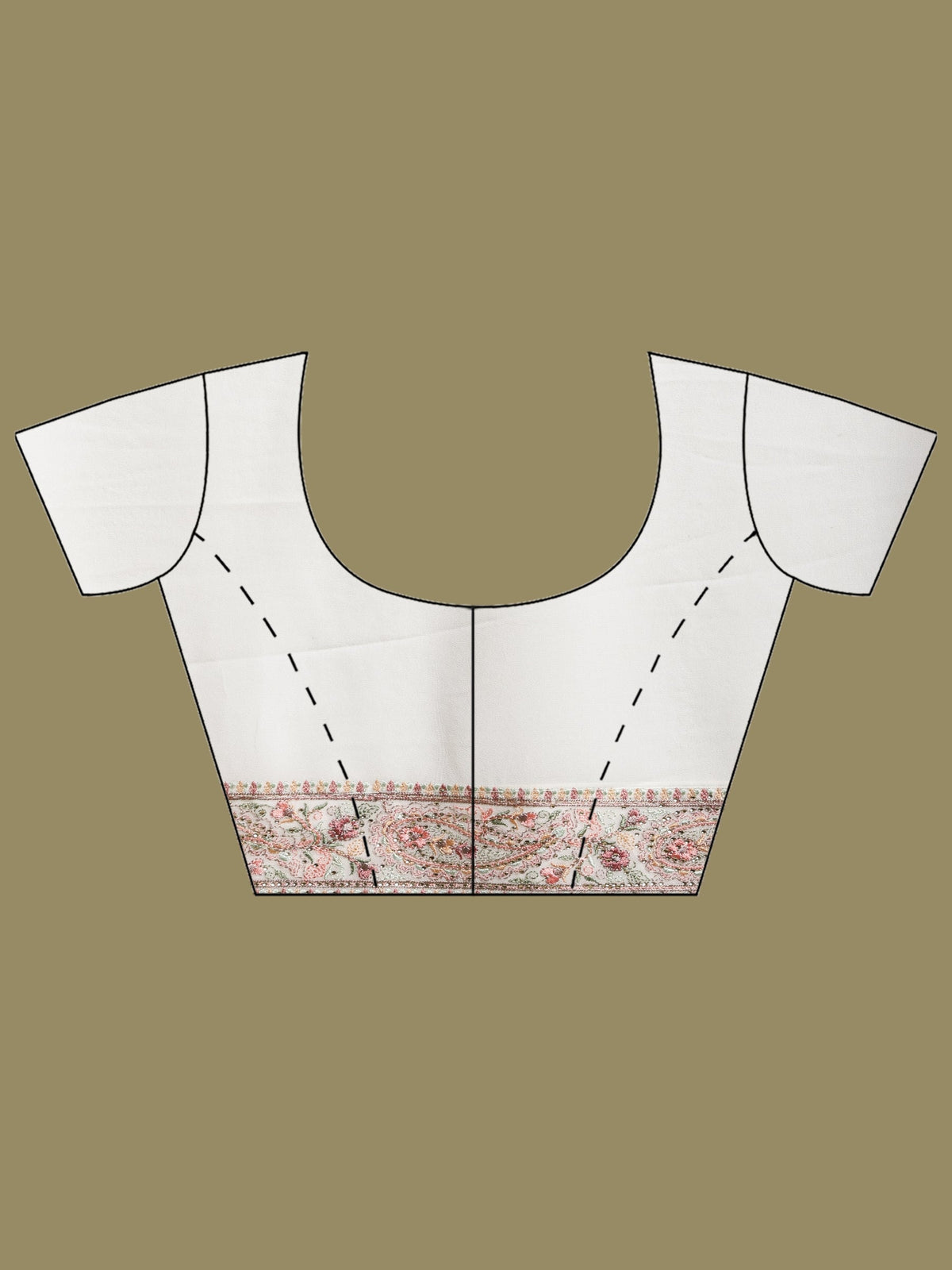 Off White Embroidered Georgette Saree