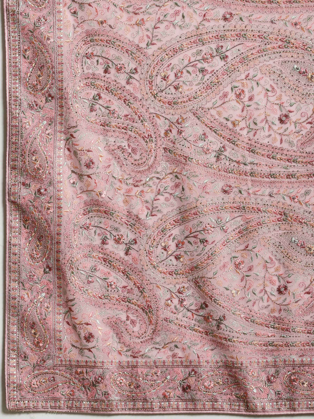 Pink Lavender Embroidered Georgette Saree