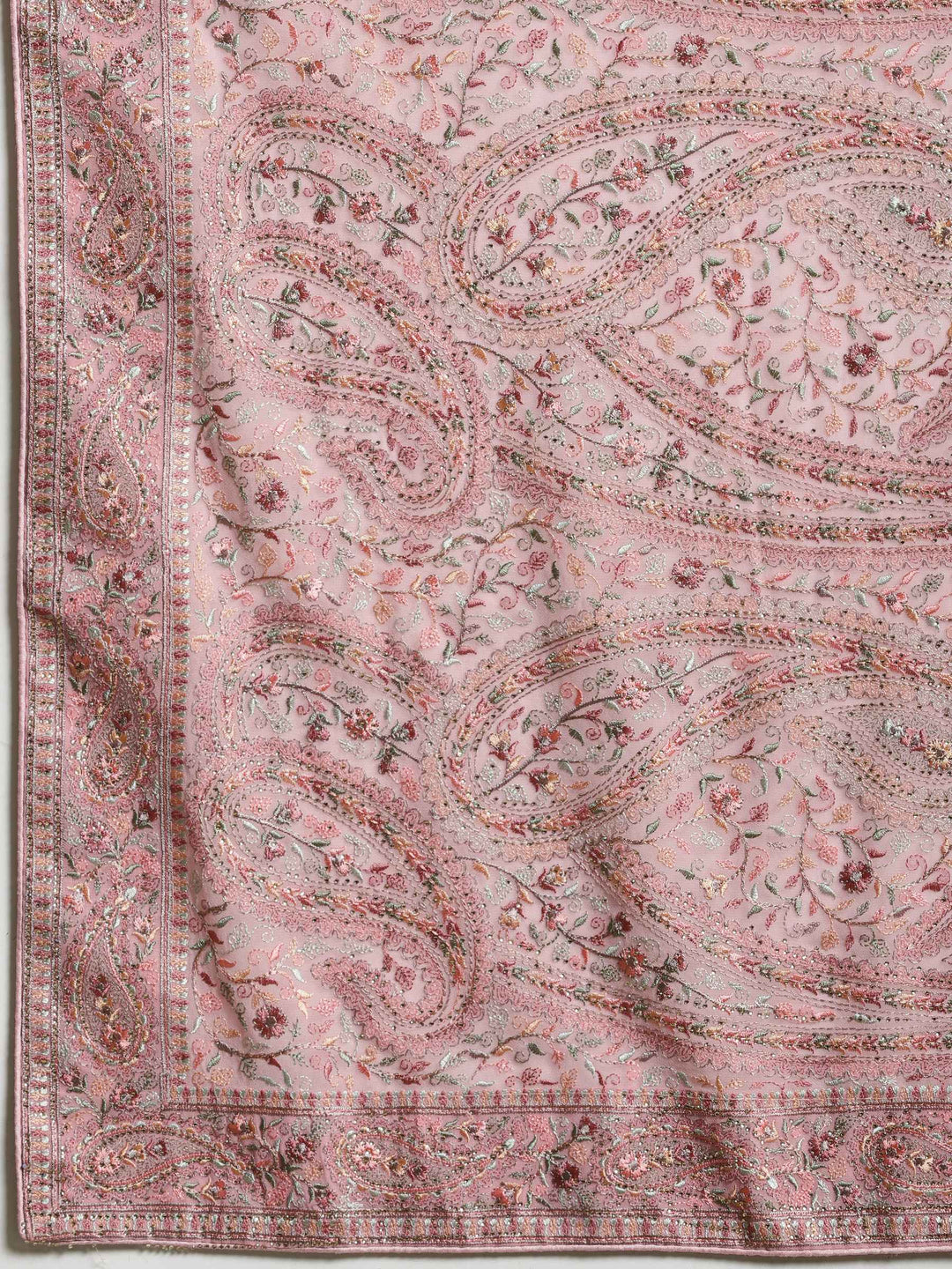 Pink Lavender Embroidered Georgette Saree