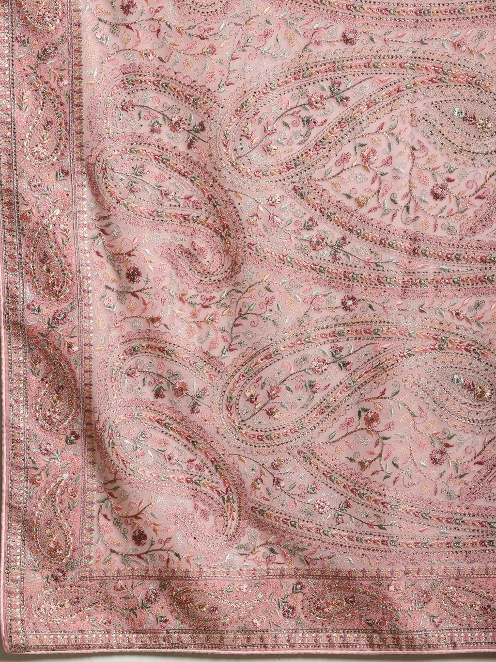 Pink Embroidered Georgette Saree