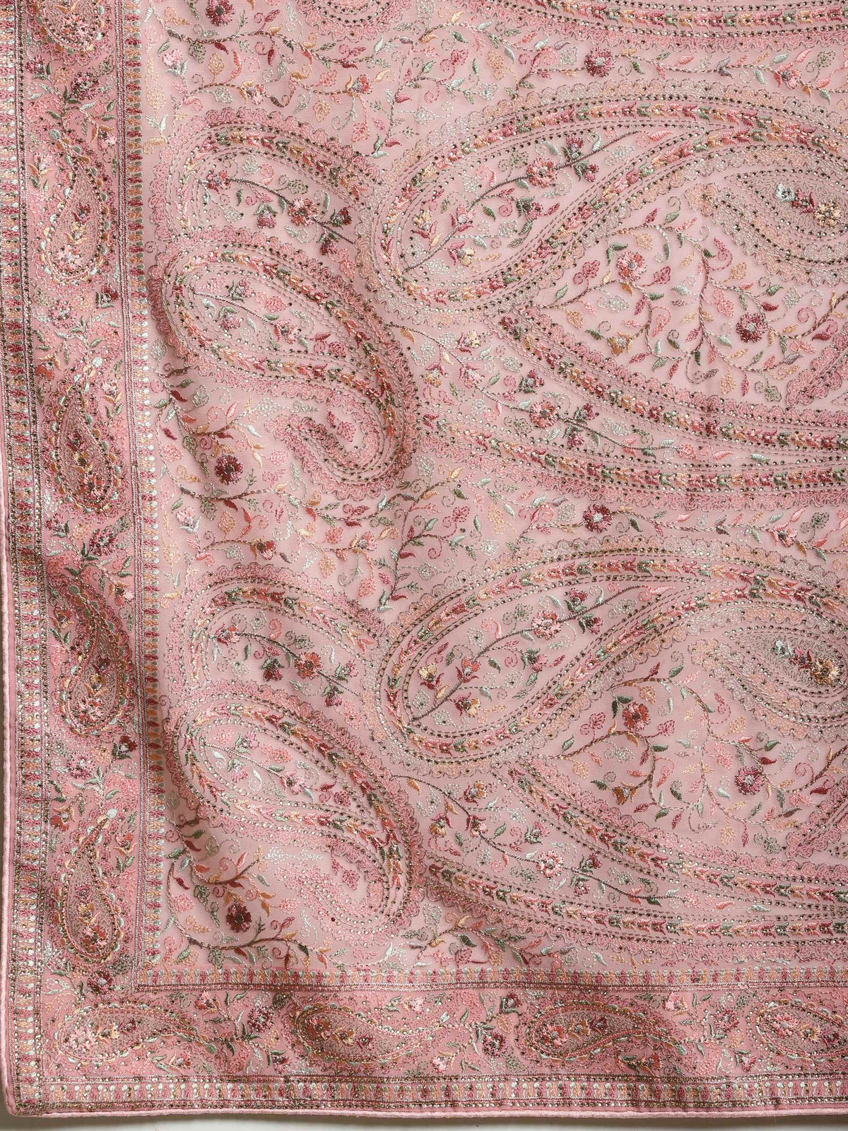 Pink Embroidered Georgette Saree
