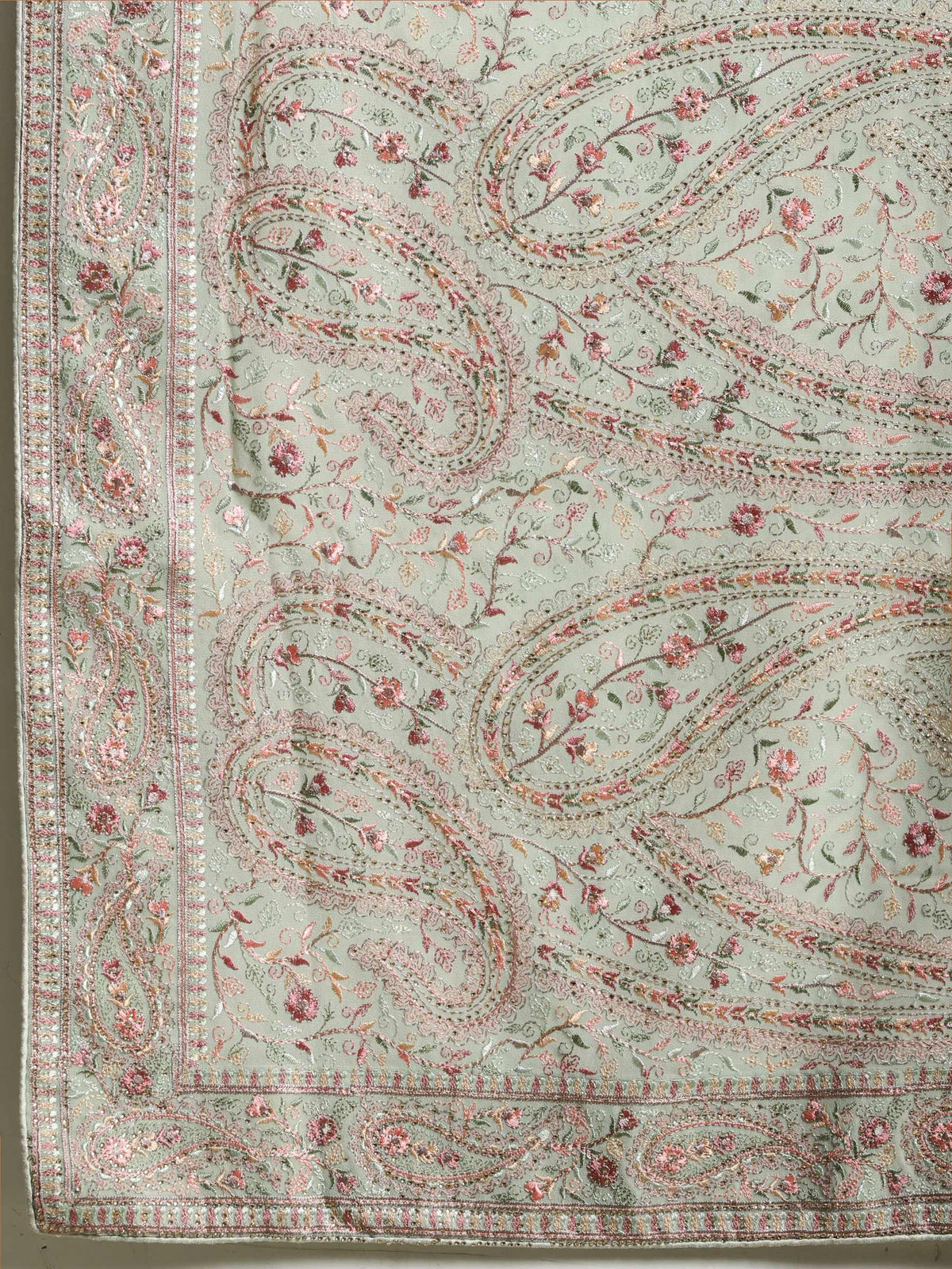 Sea Green Embroidered Georgette Saree