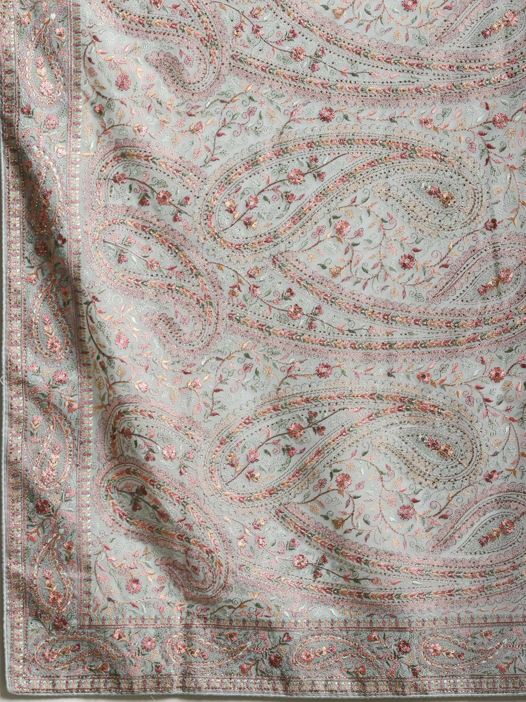 Sky Blue Embroidered Georgette Saree