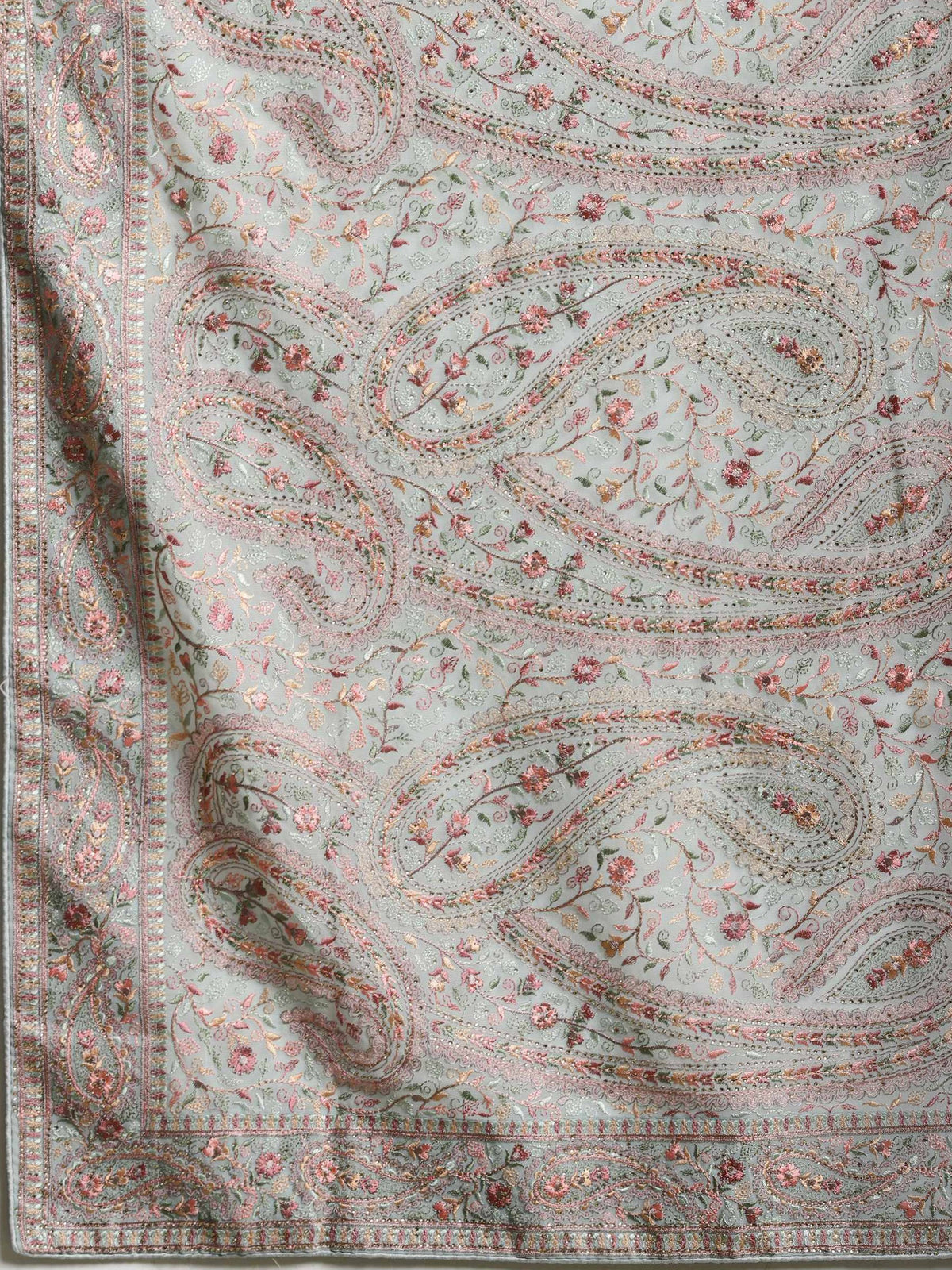Sky Blue Embroidered Georgette Saree