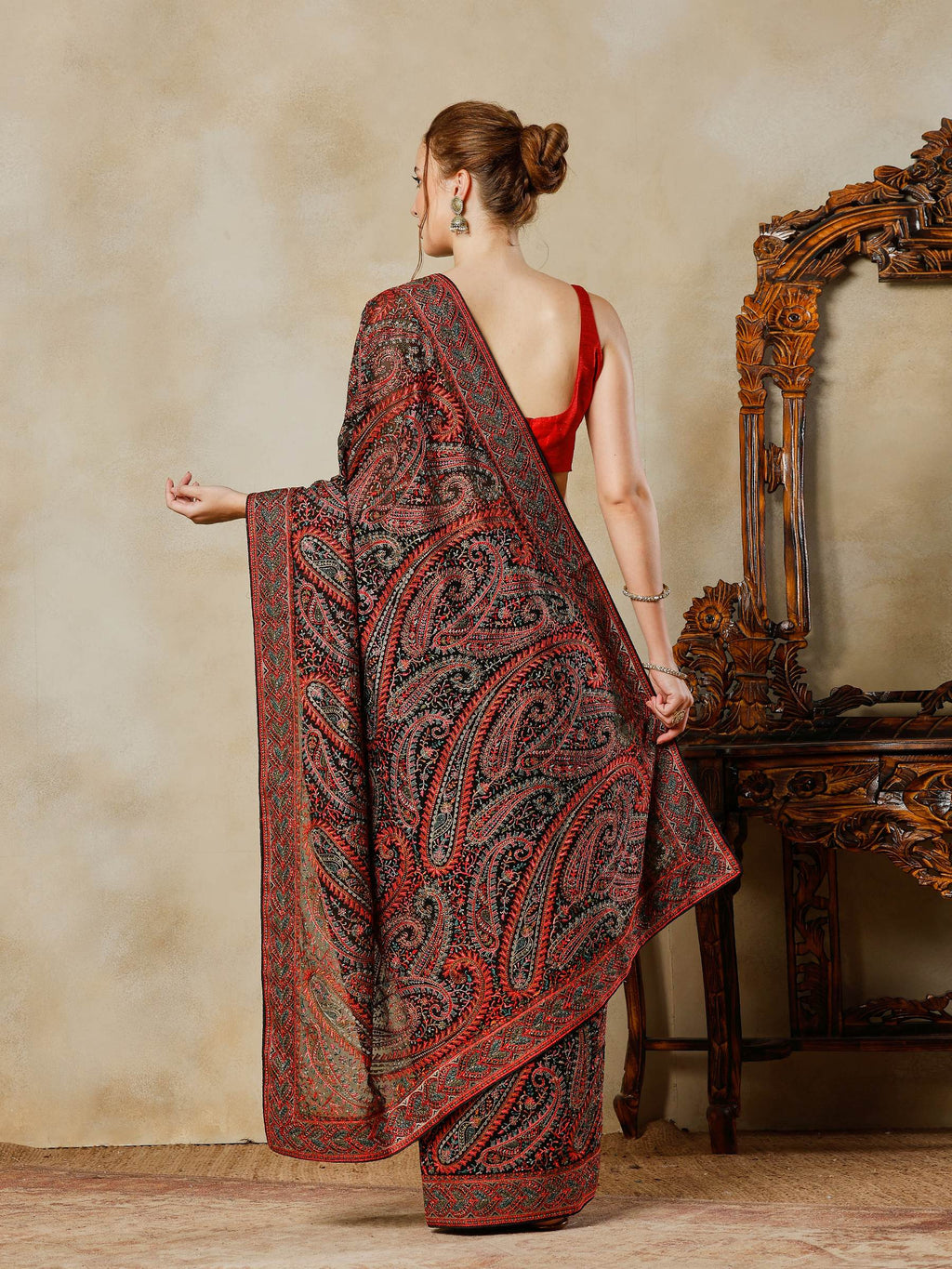 Black Embroidered Georgette Saree