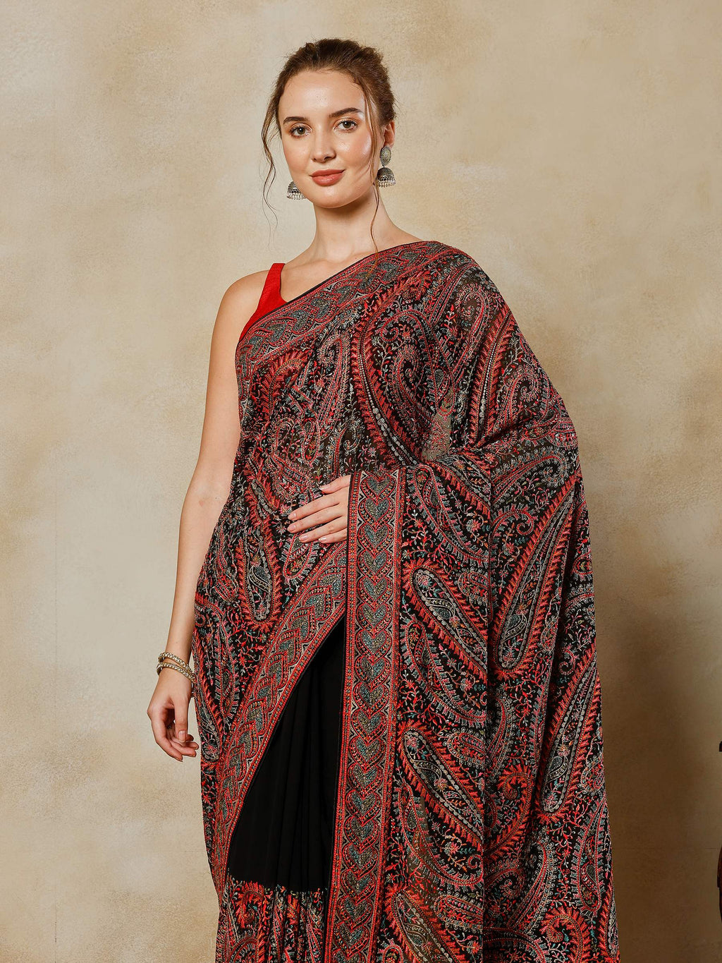 Black Embroidered Georgette Saree