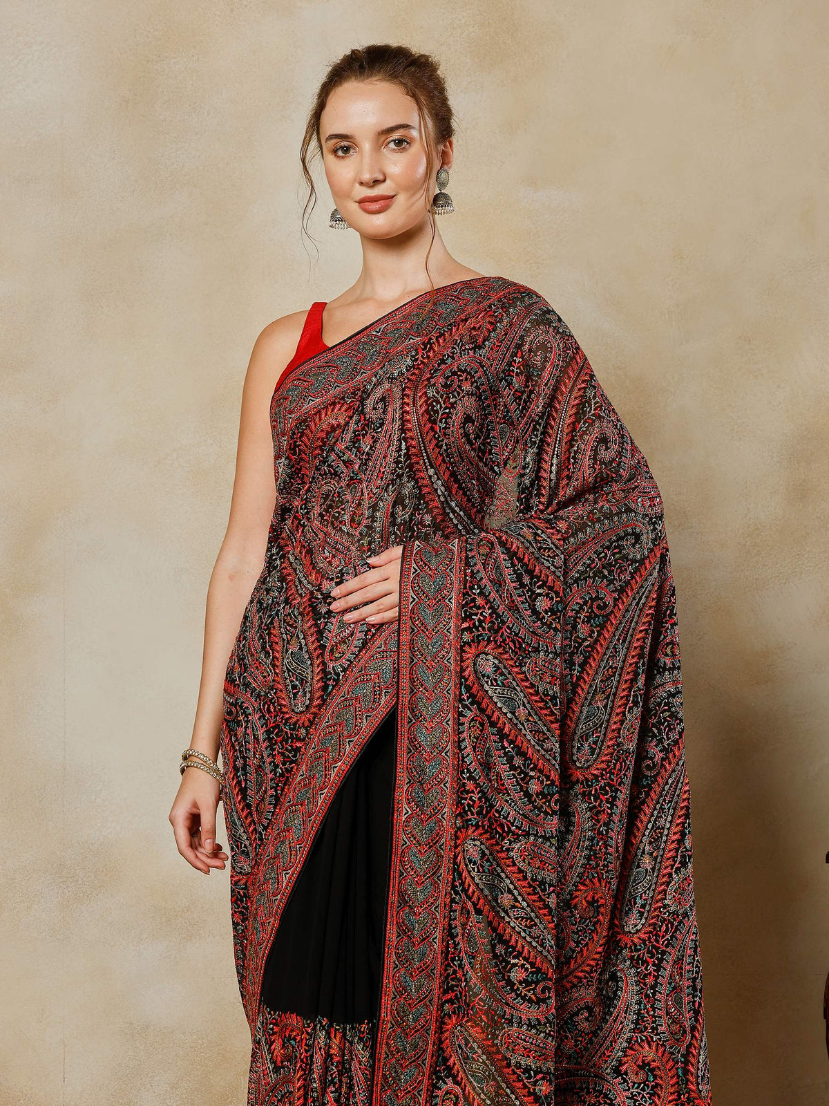 Black Embroidered Georgette Saree
