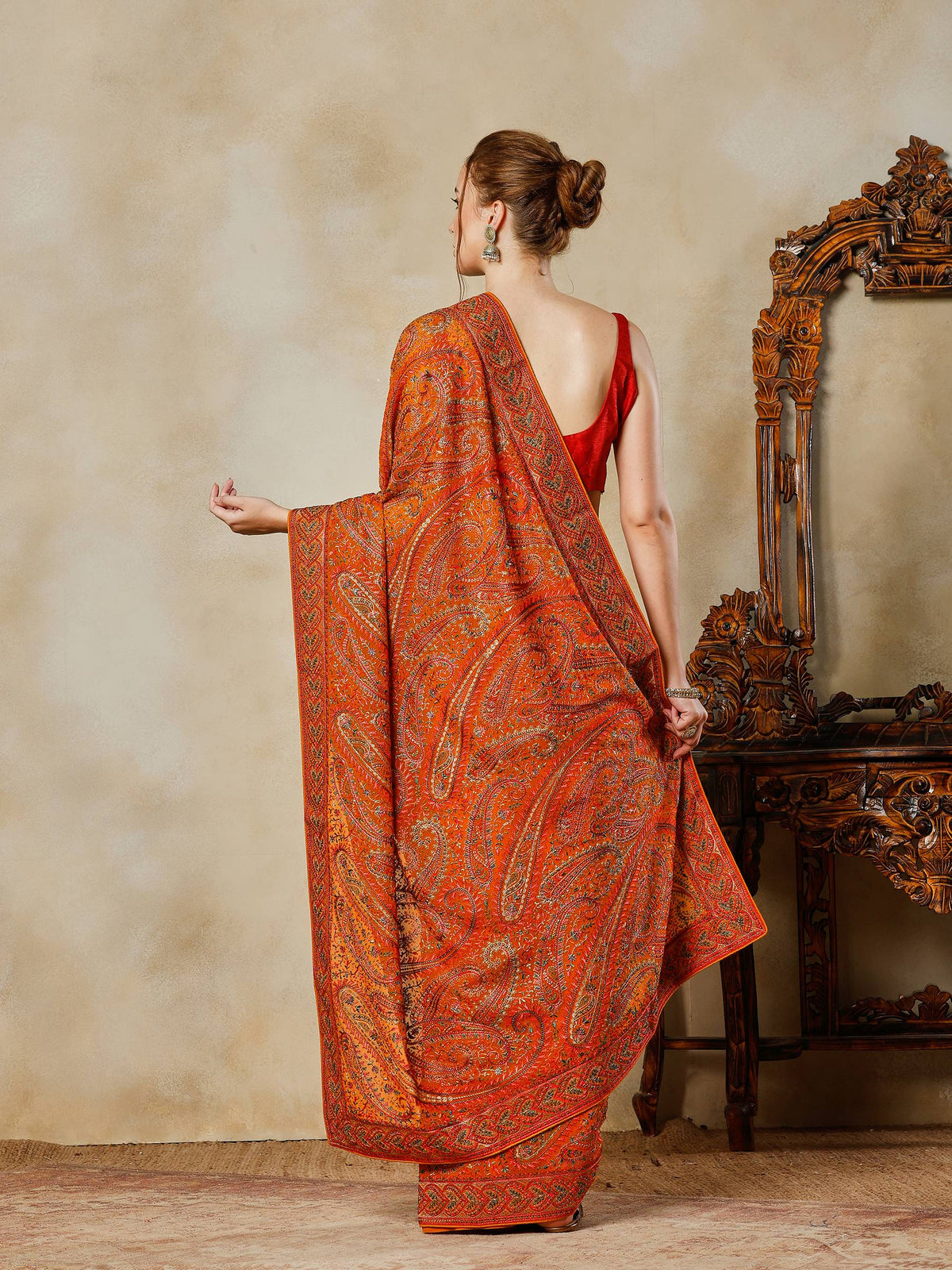 Mustard Embroidered Georgette Saree