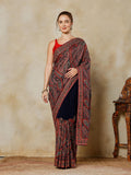 Navy Blue Embroidered Georgette Saree