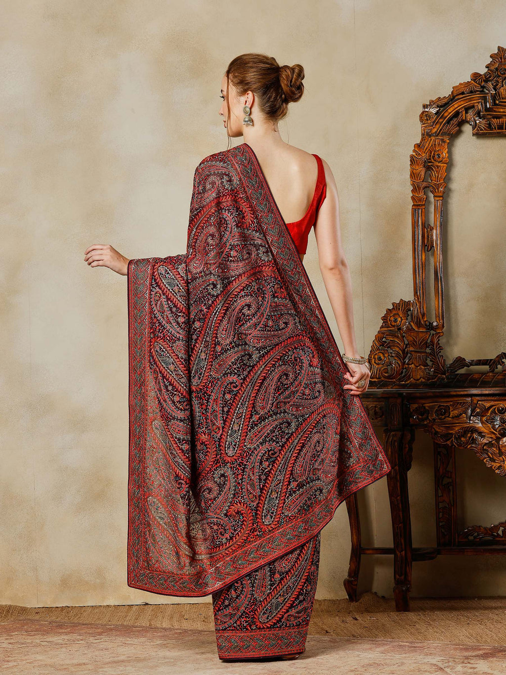 Purple Embroidered Georgette Saree