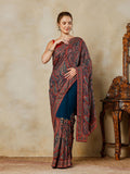 Teal Blue Embroidered Georgette Saree