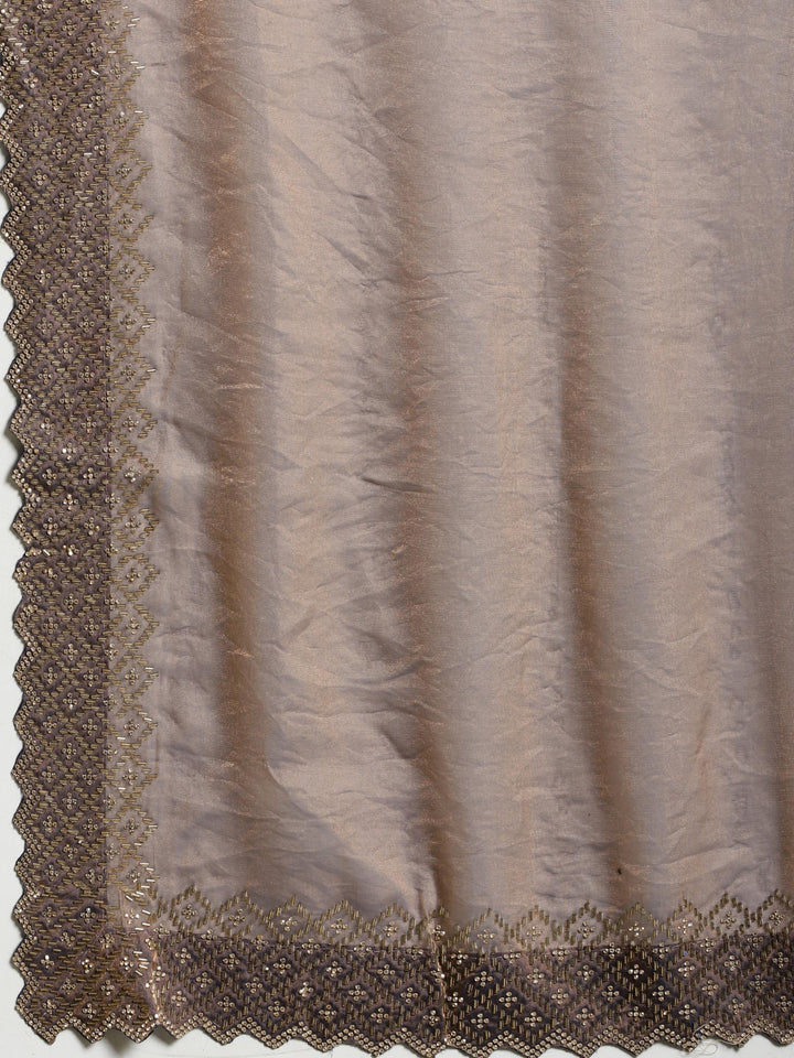 Blue Embroidered Tissue Saree