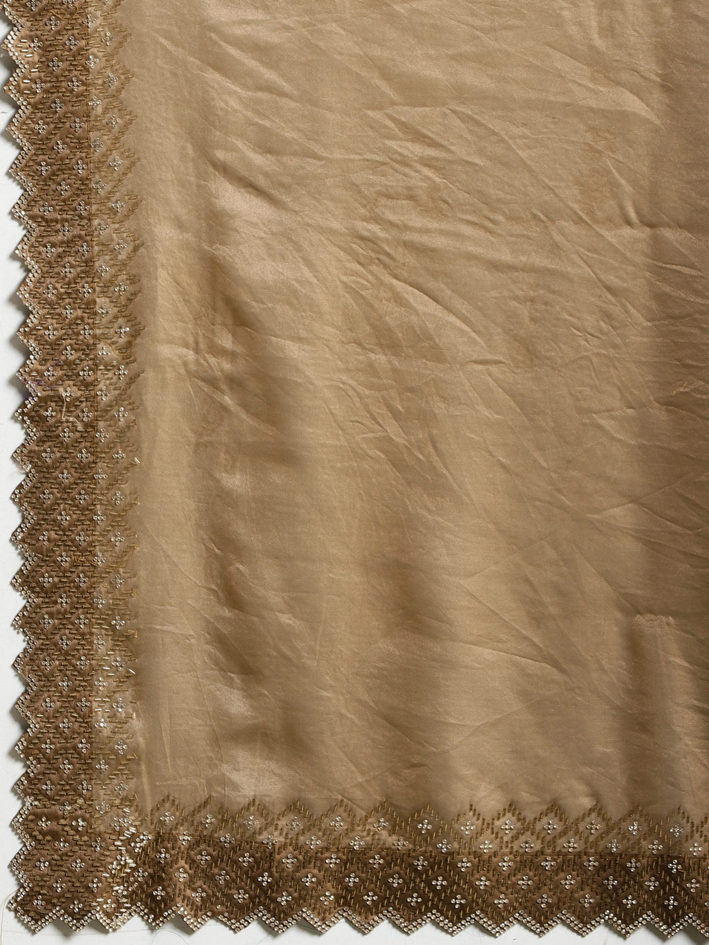 Brown Embroidered Tissue Saree