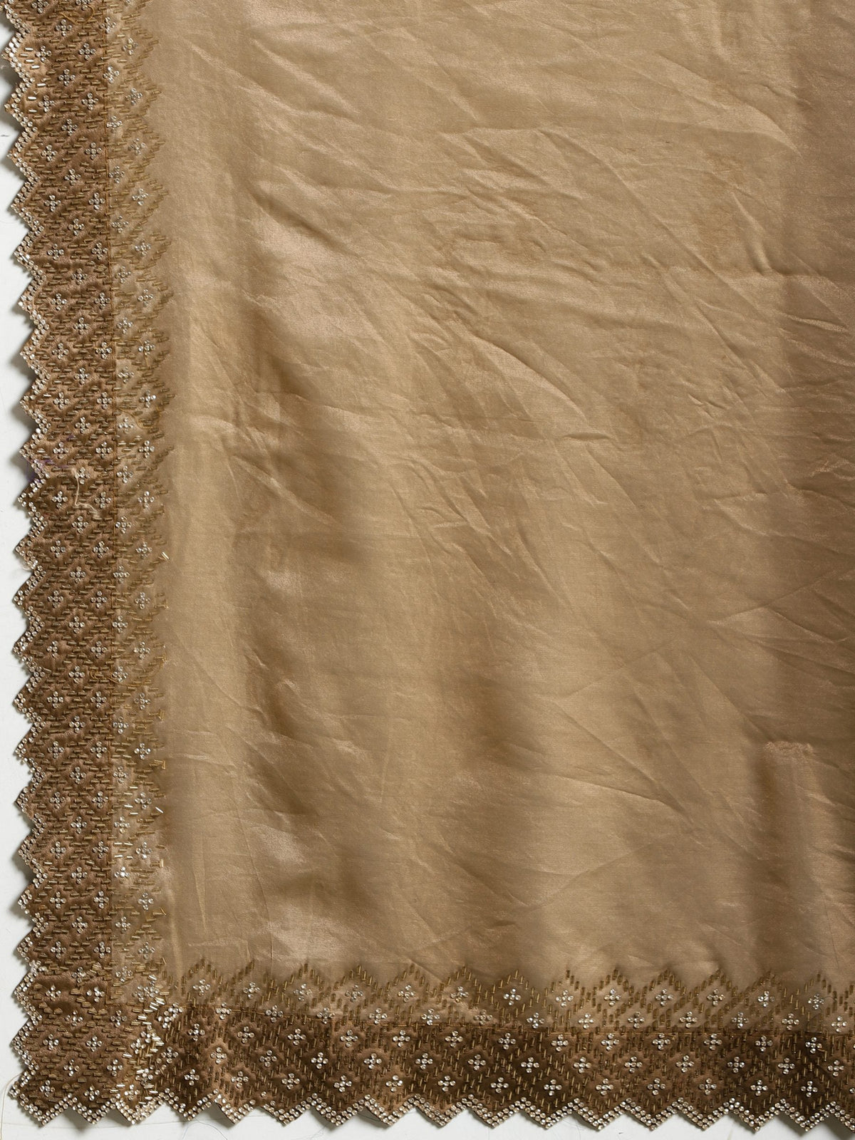 Brown Embroidered Tissue Saree