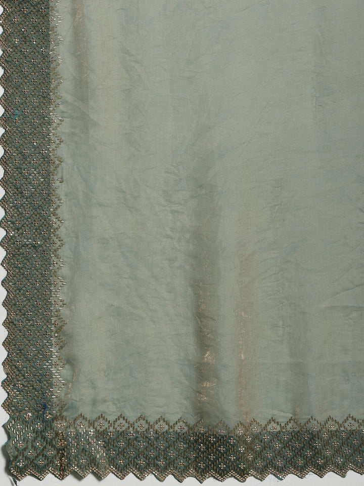 Green Embroidered Tissue Saree