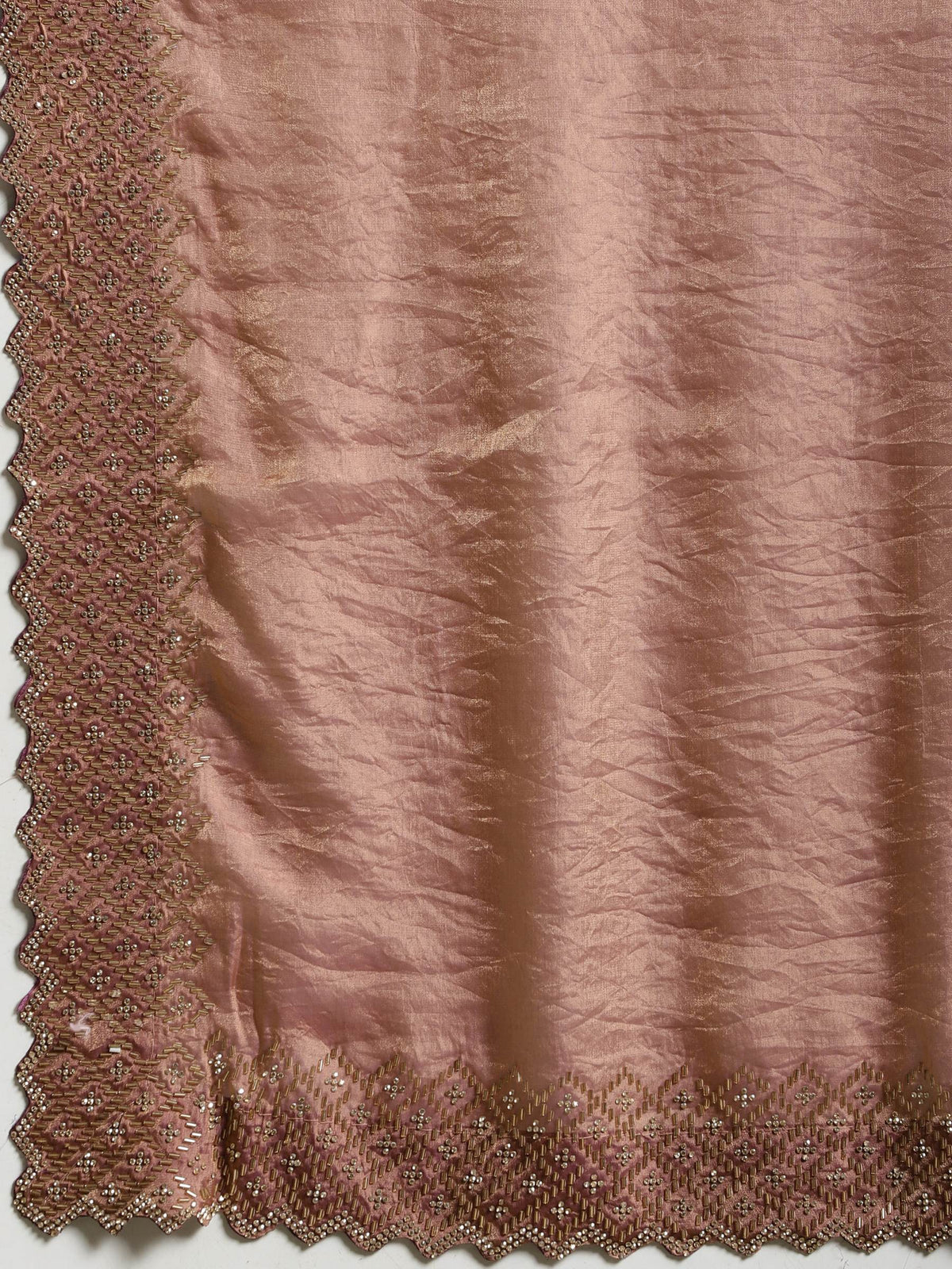 Onion Pink Embroidered Tissue Saree