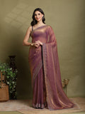 Purple Embroidered Tissue Saree