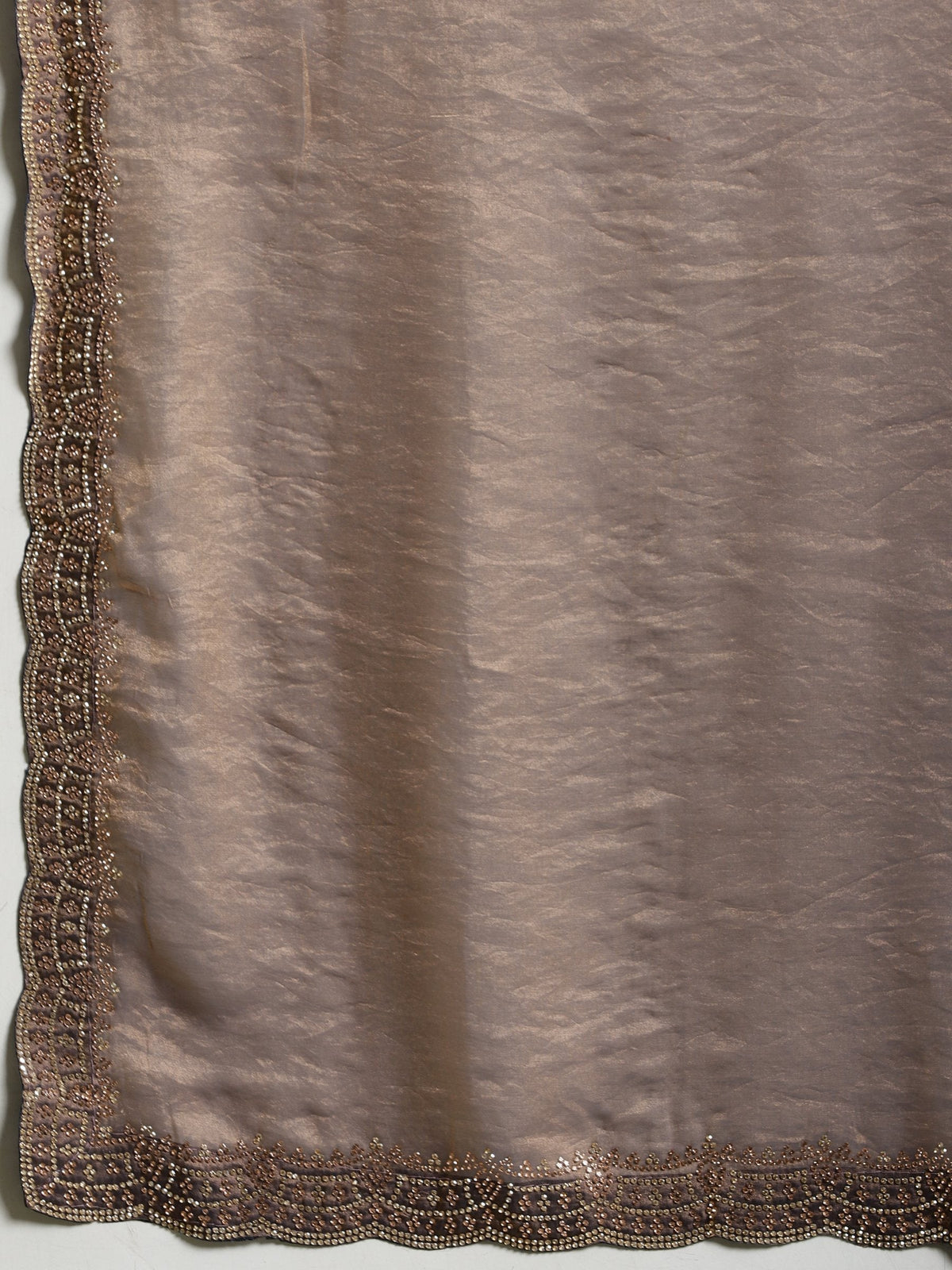Brown Embroidered Organza Saree