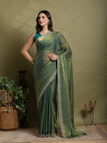 Green Embroidered Organza Saree