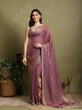 Lavender Embroidered Organza Saree