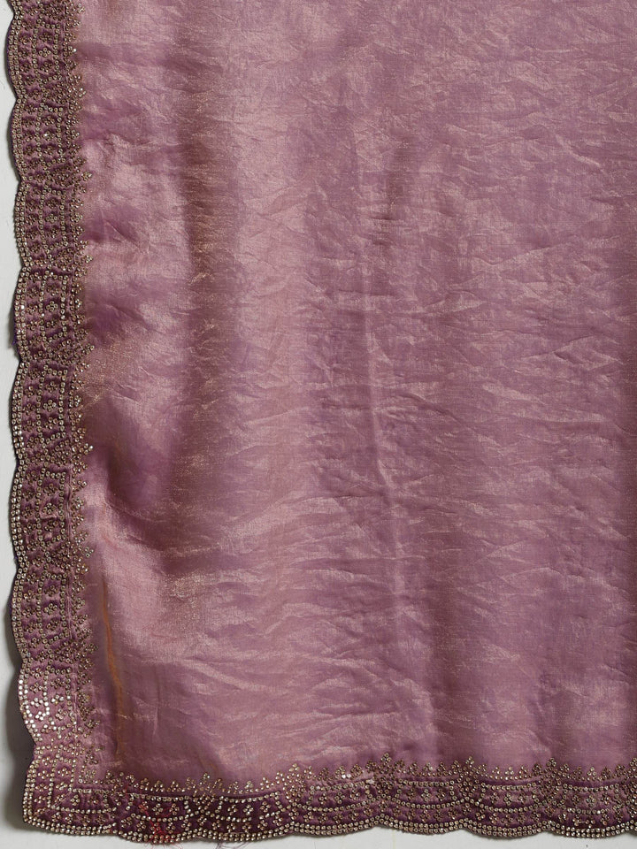 Lavender Embroidered Organza Saree