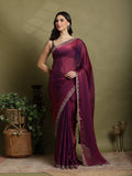 Magenta Embroidered Organza Saree