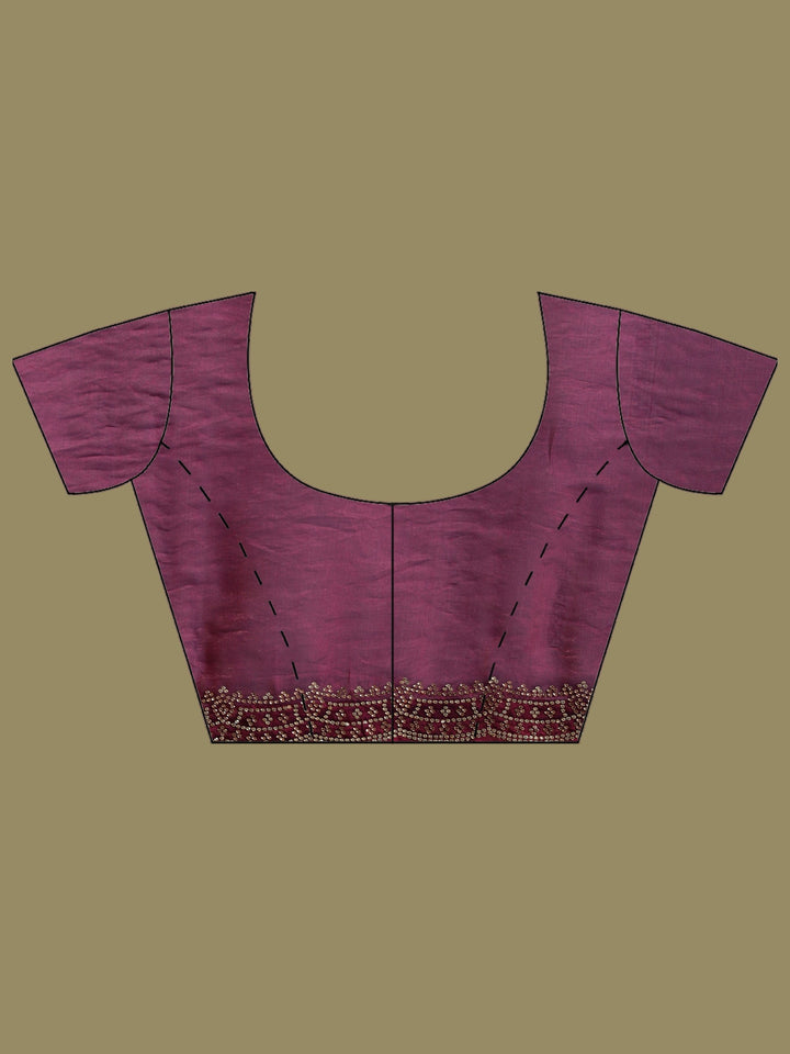 Magenta Embroidered Organza Saree