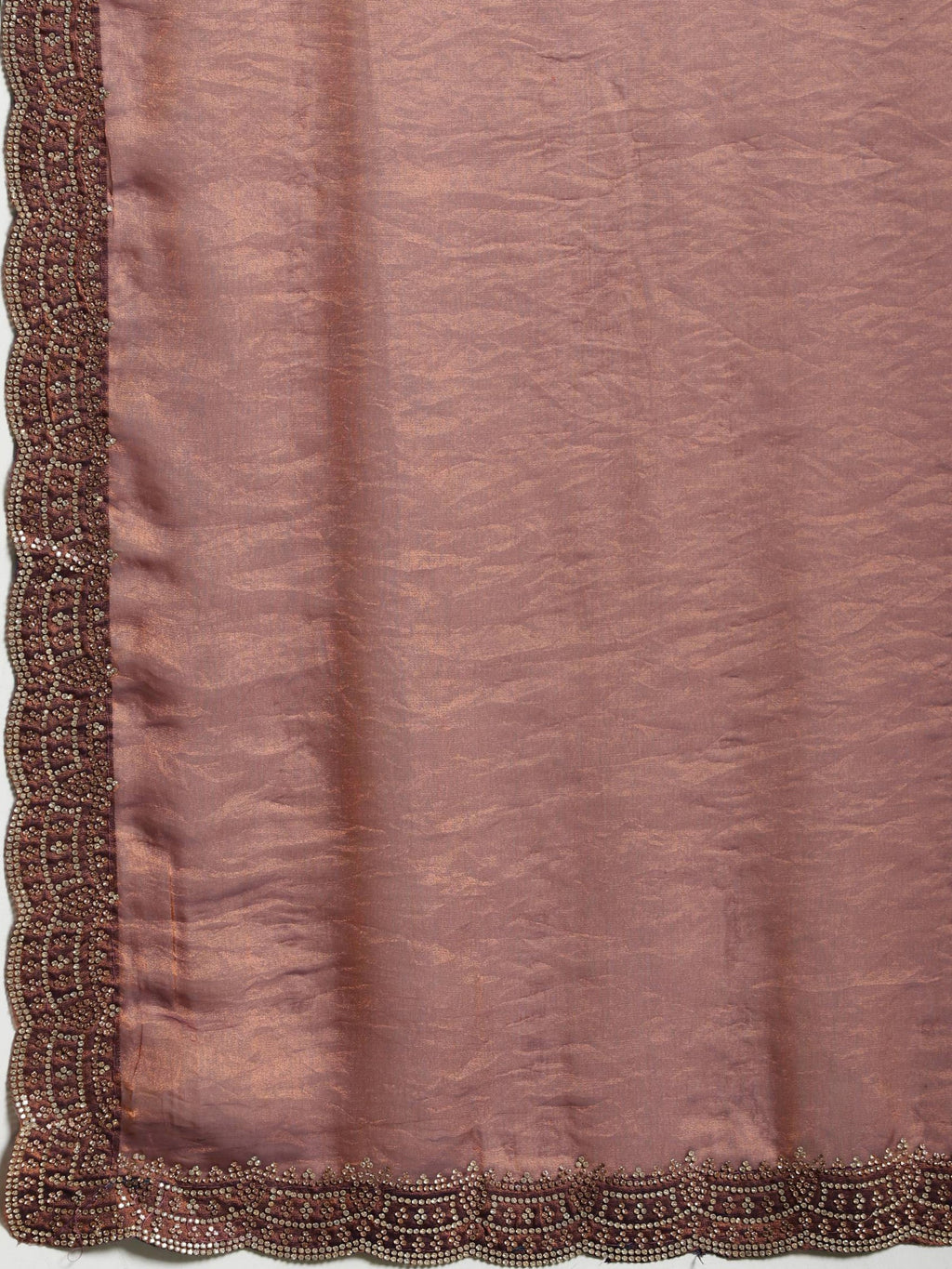 Rust Embroidered Organza Saree