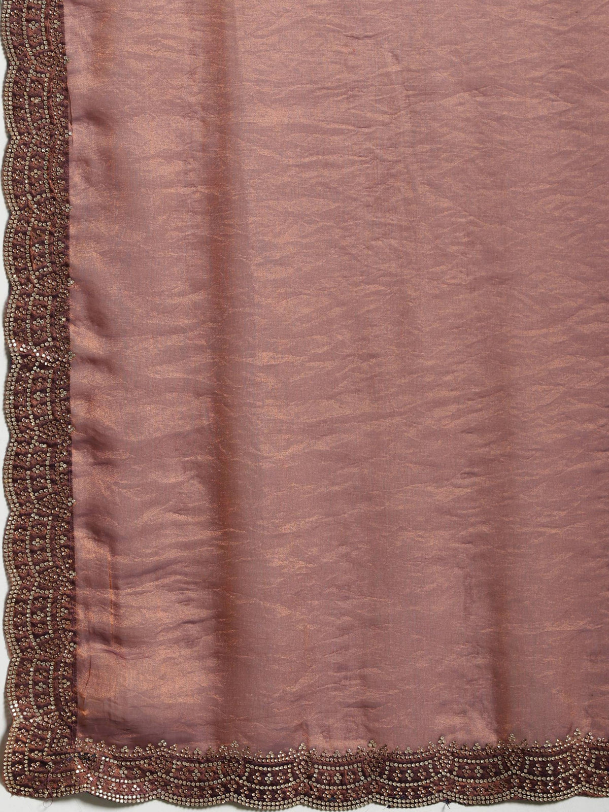 Rust Embroidered Organza Saree