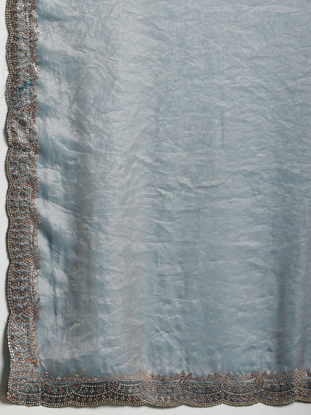 Teal Blue Embroidered Organza Saree