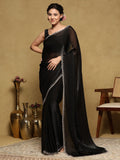 Black Embroidered Organza Saree