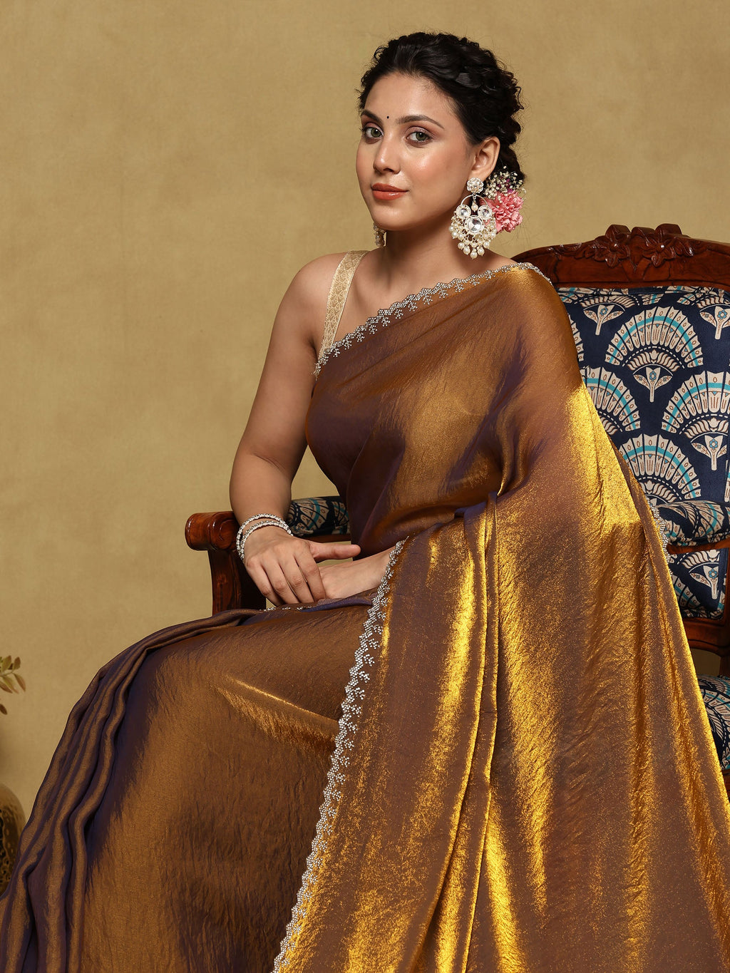 Gold Embroidered Organza Saree