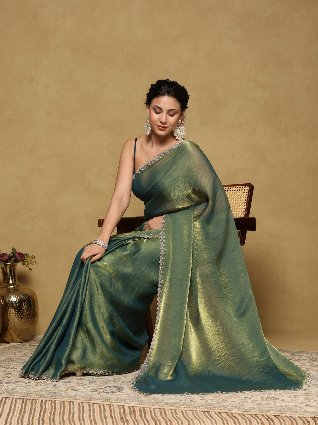 Green Embroidered Organza Saree